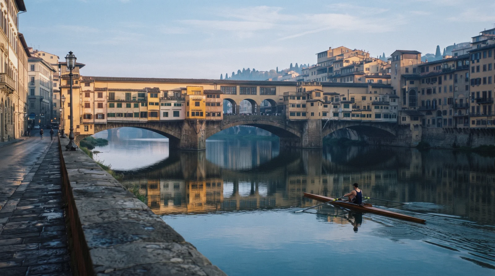 Ponte Vecchio from the Lungarno at first light, the pace of a Florence in 3 days itinerary