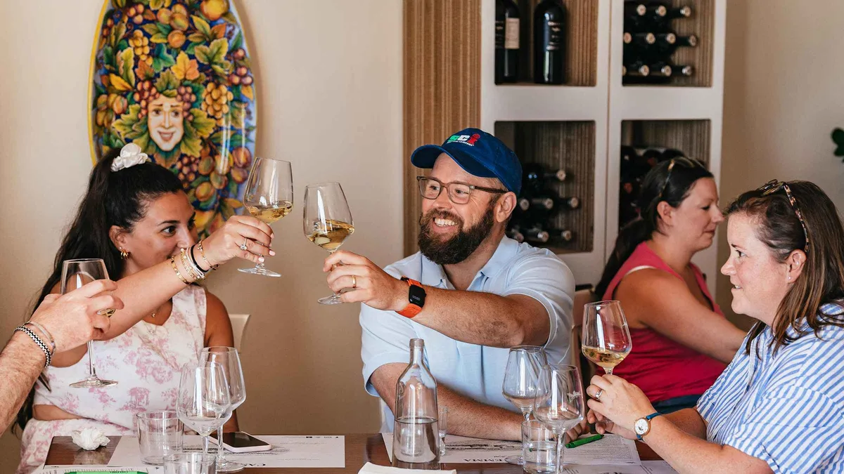 Sangiovese tasting with cheese and bruschetta on a small-group Tuscany wine tour from on a day trip from Florence