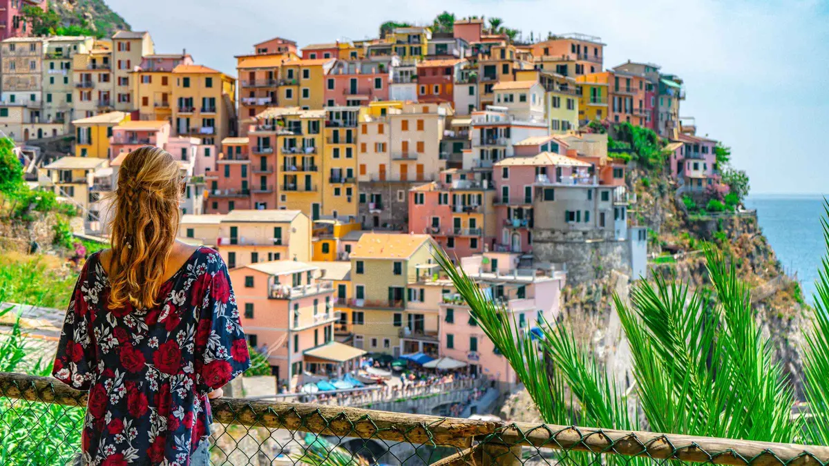 Colourful houses of Monterosso on a Cinque Terre and Pisa day trip from on a day trip from Florence